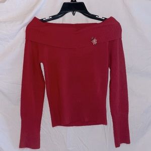 Off shoulder Sweater W/Pin